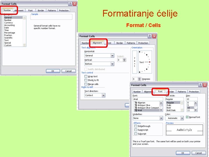 Formatiranje ćelije Format / Cells 