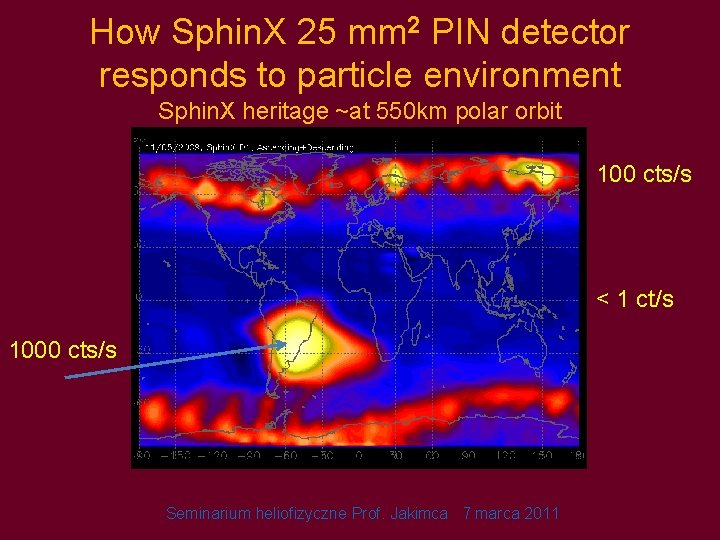 How Sphin. X 25 mm 2 PIN detector responds to particle environment Sphin. X