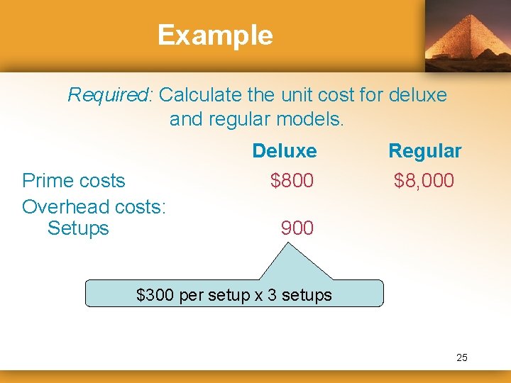 Example Required: Calculate the unit cost for deluxe and regular models. Deluxe Prime costs