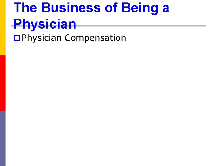 The Business of Being a Physician p Physician Compensation 