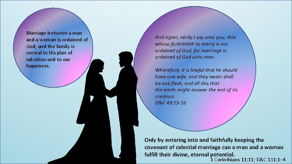 Marriage between a man and a woman is ordained of God, and the family