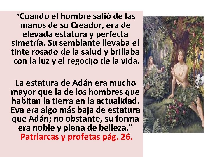  "Cuando el hombre salió de las manos de su Creador, era de elevada