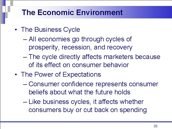 The Economic Environment • The Business Cycle – All economies go through cycles of The Economic Environment • The Business Cycle – All economies go through cycles of