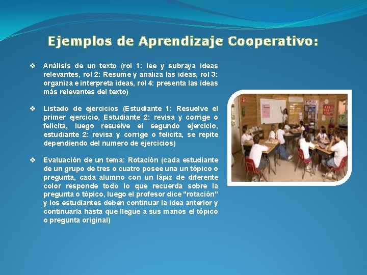 Ejemplos de Aprendizaje Cooperativo: v Análisis de un texto (rol 1: lee y subraya