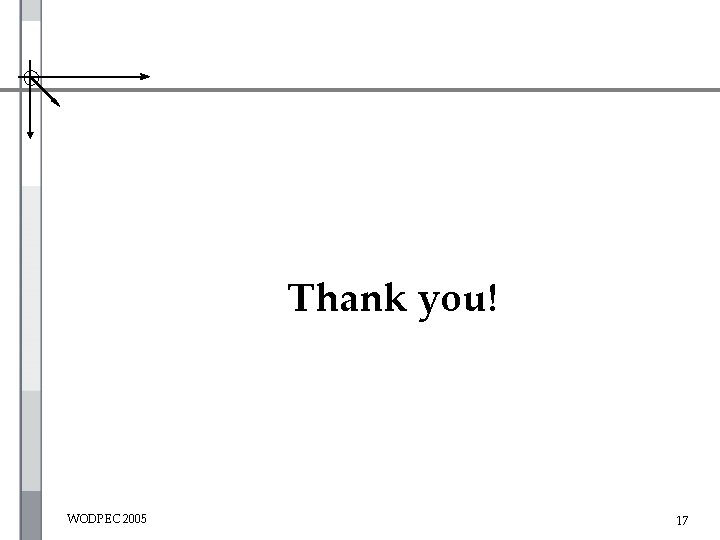 Thank you! WODPEC 2005 17 
