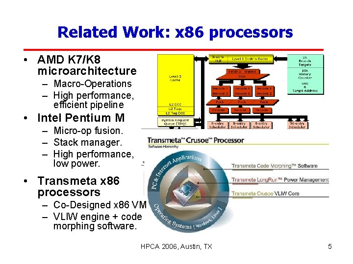 Related Work: x 86 processors • AMD K 7/K 8 microarchitecture – Macro-Operations –