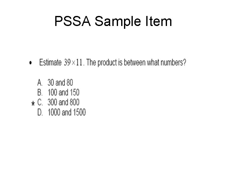 PSSA Sample Item 