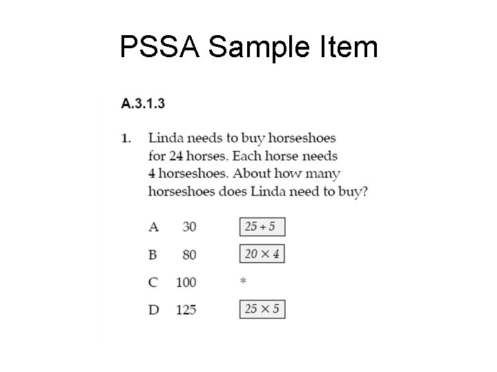 PSSA Sample Item 