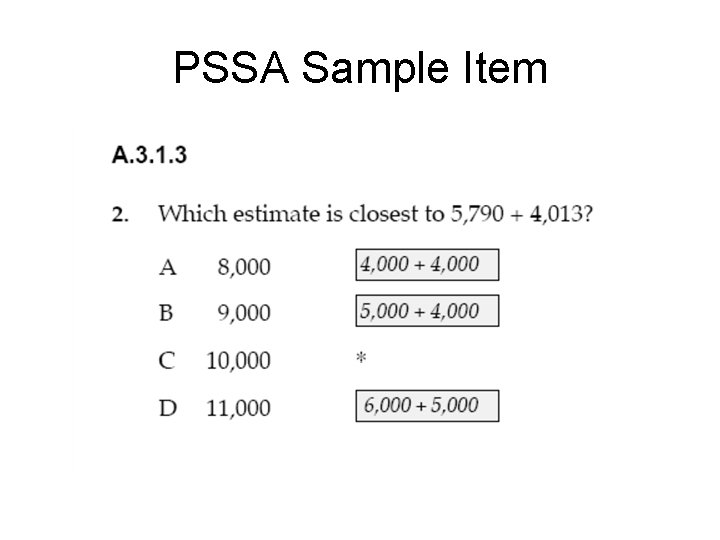 PSSA Sample Item 