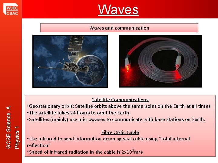 Waves Satellite Communications • Geostationary orbit: Satellite orbits above the same point on the