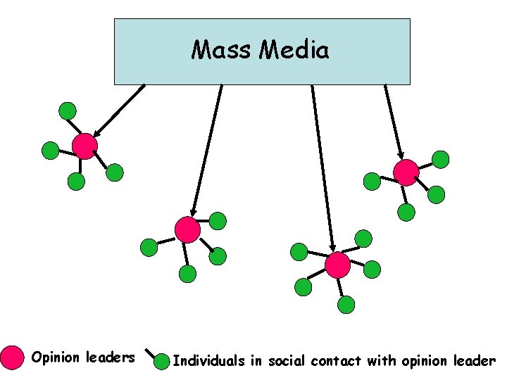 Mass Media Opinion leaders Individuals in social contact with opinion leader 