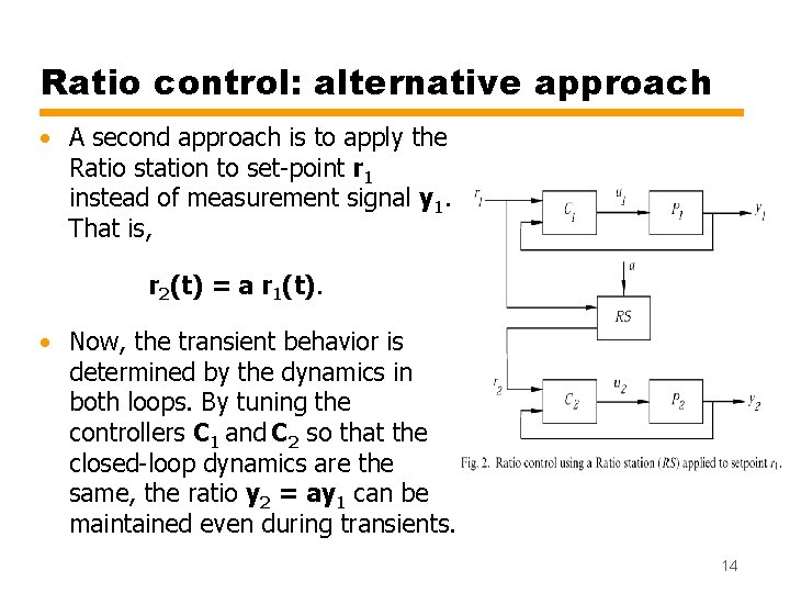 Ratio control: alternative approach • A second approach is to apply the Ratio station