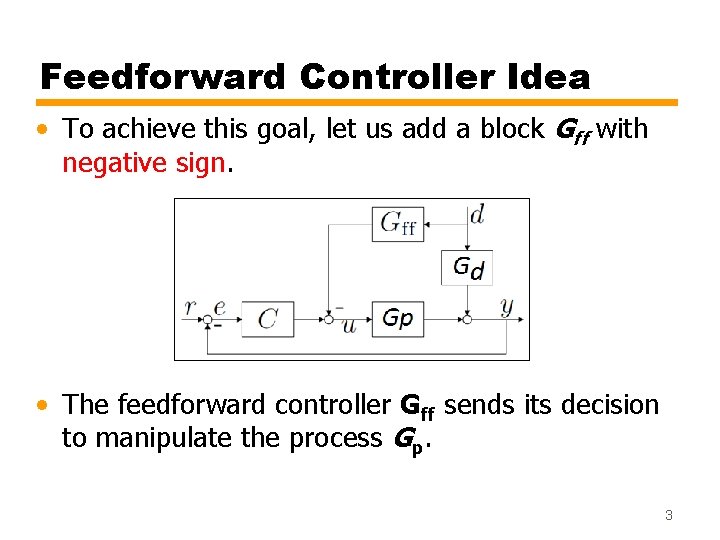 Feedforward Controller Idea • To achieve this goal, let us add a block Gff