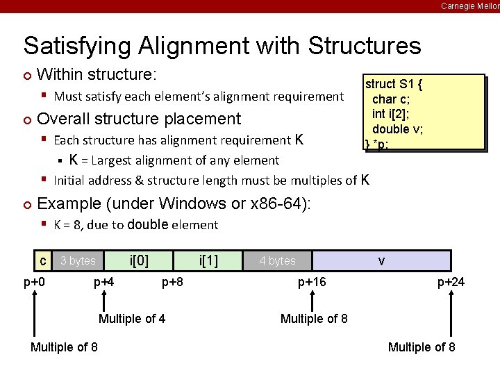 Carnegie Mellon Satisfying Alignment with Structures ¢ Within structure: § Must satisfy each element’s