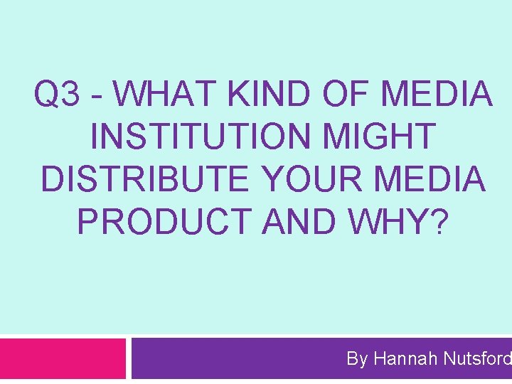 Q 3 - WHAT KIND OF MEDIA INSTITUTION MIGHT DISTRIBUTE YOUR MEDIA PRODUCT AND