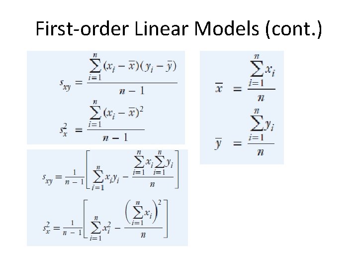 First-order Linear Models (cont. ) First-order Linear Models (cont. )