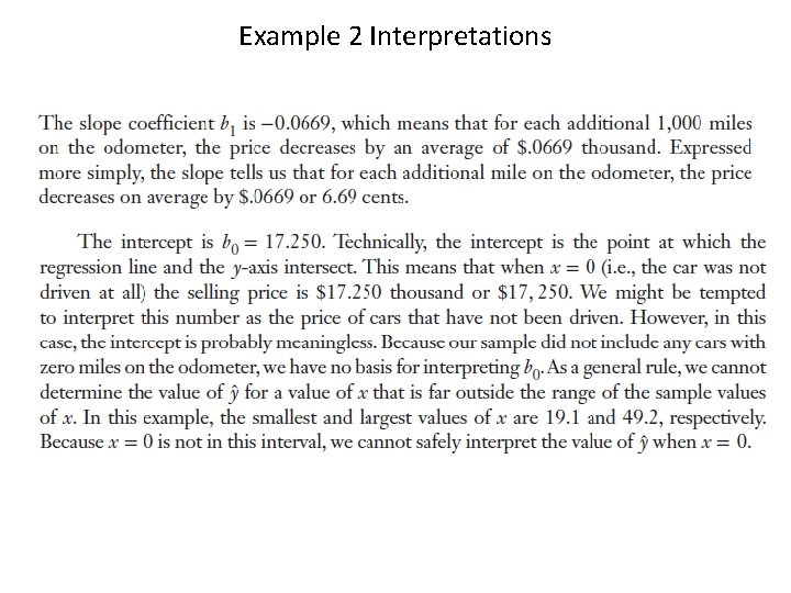 Example 2 Interpretations Example 2 Interpretations