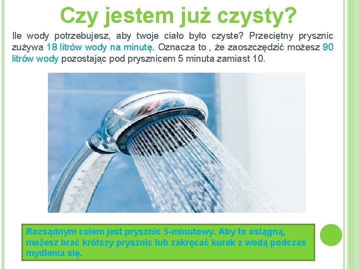 Czy jestem już czysty? Ile wody potrzebujesz, aby twoje ciało było czyste? Przeciętny prysznic