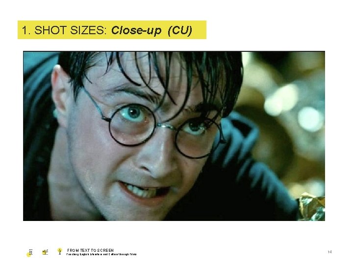 1. SHOT SIZES: SIZE Close-up (CU) FROM TEXT TO SCREEN Teaching English Literature and