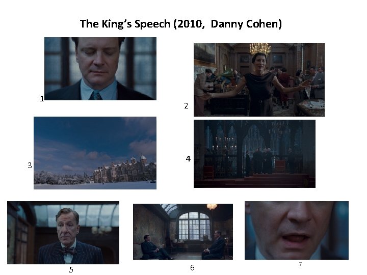 The King’s Speech (2010, Danny Cohen) 1 2 4 3 5 6 7 