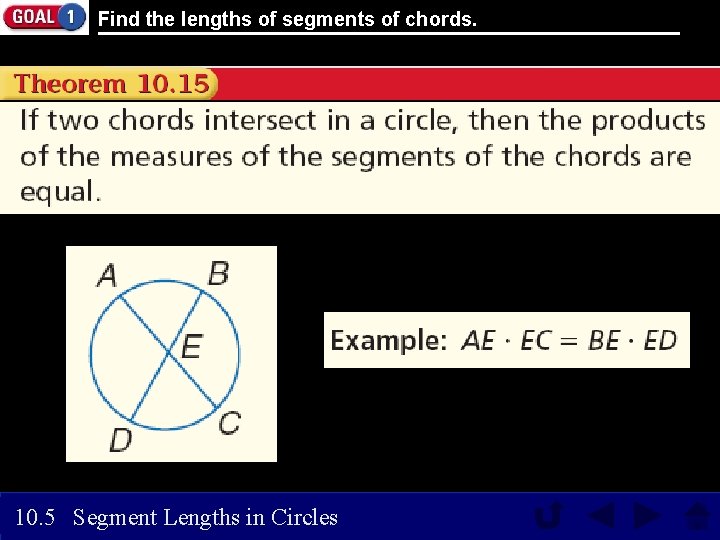 Find the lengths of segments of chords. 10. 5 Segment Lengths in Circles 