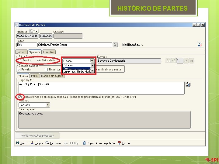 HISTÓRICO DE PARTES HISTÓRICO DE PARTES