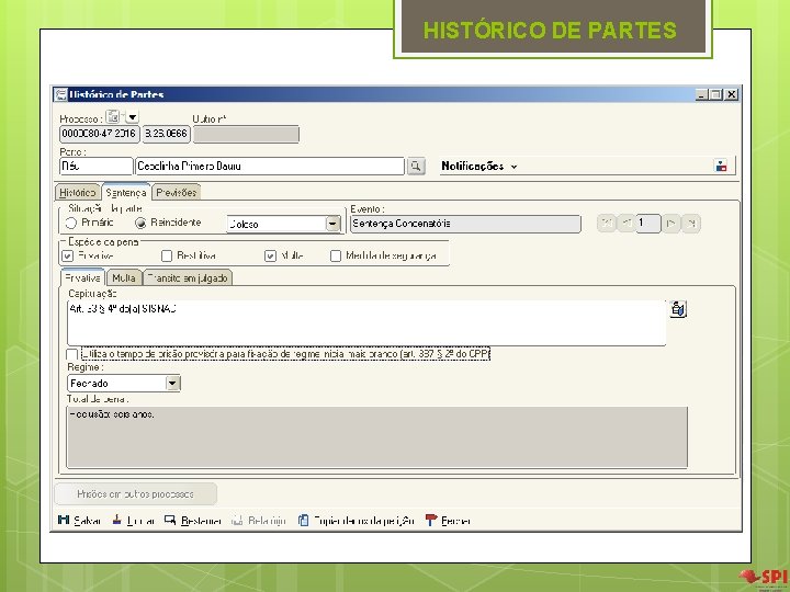 HISTÓRICO DE PARTES HISTÓRICO DE PARTES
