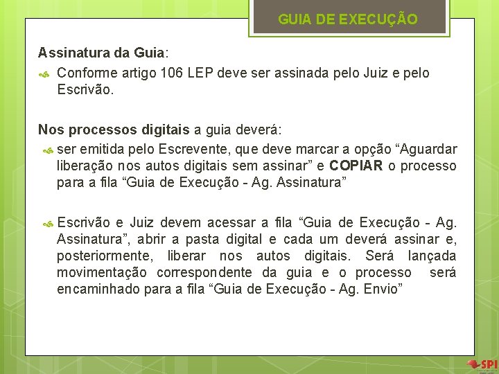 GUIA DE EXECUÇÃO Assinatura da Guia: Conforme artigo 106 LEP deve ser assinada pelo GUIA DE EXECUÇÃO Assinatura da Guia: Conforme artigo 106 LEP deve ser assinada pelo