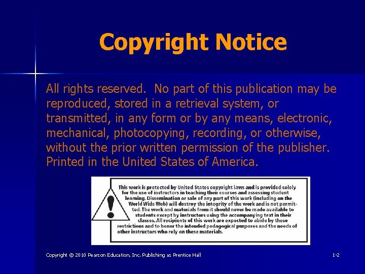 Copyright Notice All rights reserved. No part of this publication may be reproduced, stored