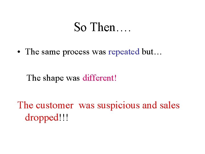 So Then…. • The same process was repeated but… The shape was different! The