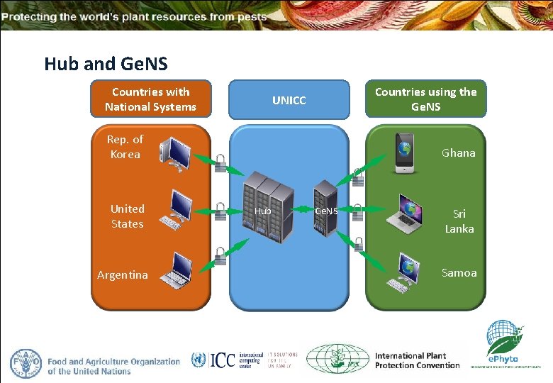 Hub and Ge. NS Countries with National Systems Countries using the Ge. NS UNICC