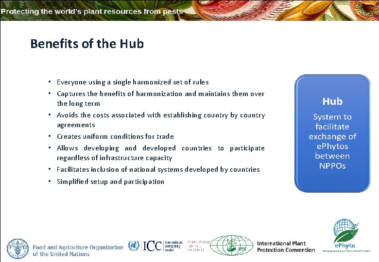 Benefits of the Hub • Everyone using a single harmonized set of rules •