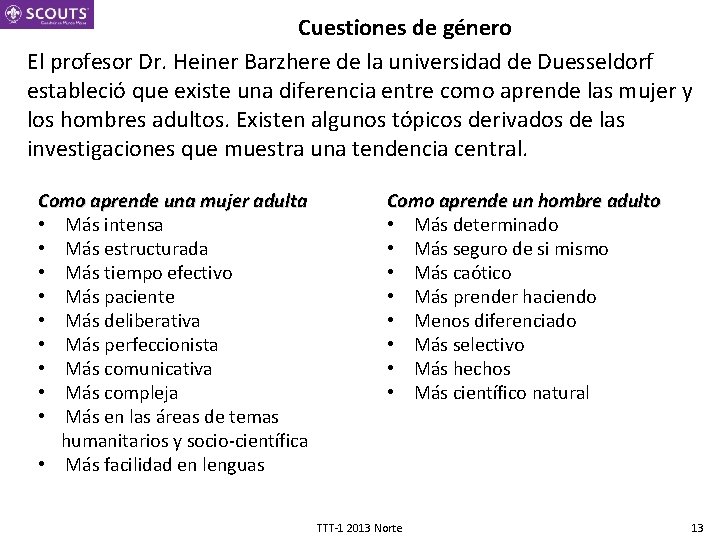 Cuestiones de género El profesor Dr. Heiner Barzhere de la universidad de Duesseldorf estableció