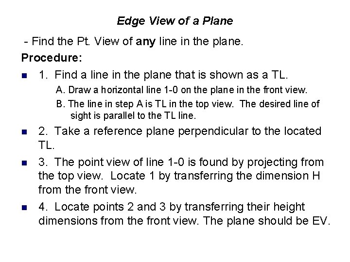 Edge View of a Plane - Find the Pt. View of any line in