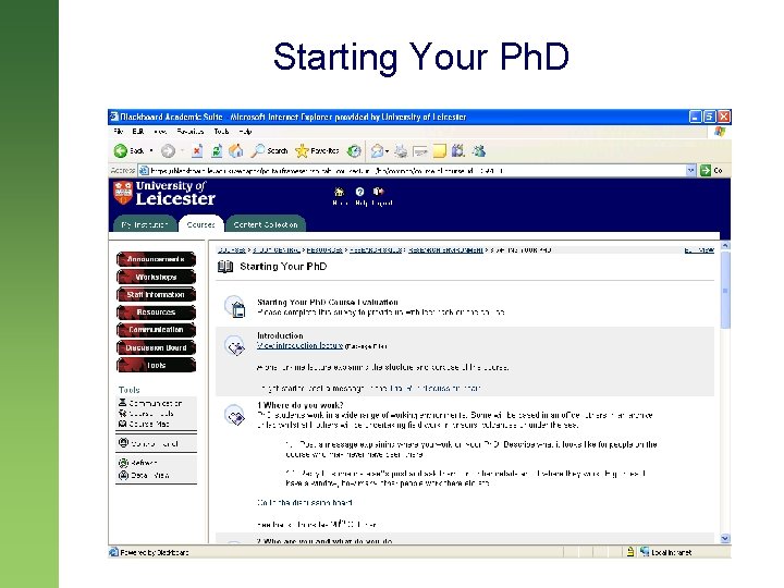 Starting Your Ph. D 