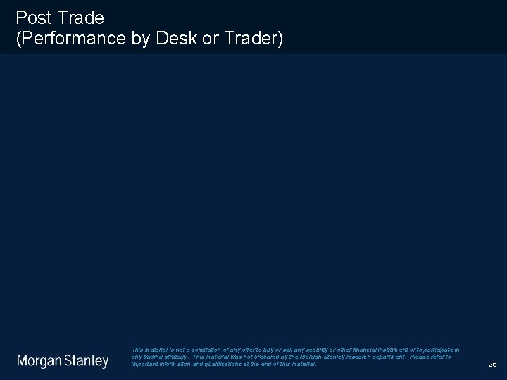 Post Trade (Performance by Desk or Trader) This material is not a solicitation of