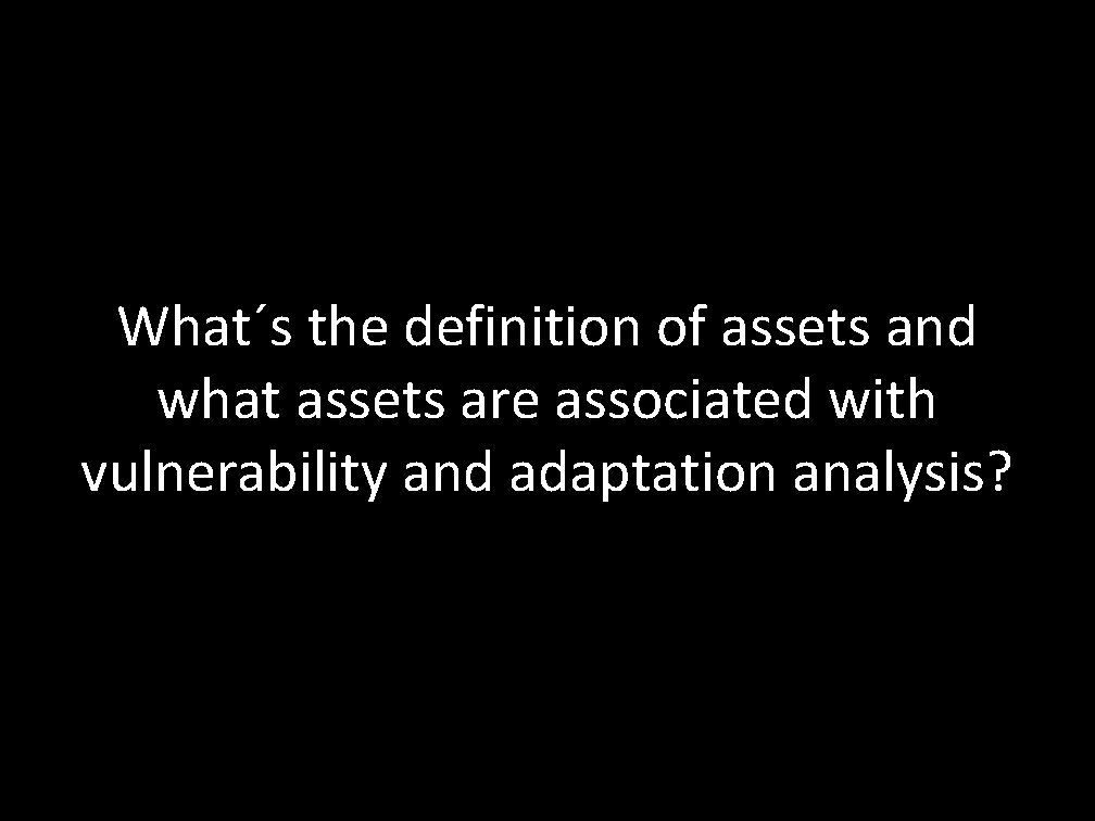 What´s the definition of assets and what assets are associated with vulnerability and adaptation