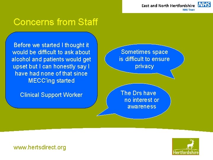 Concerns from Staff Before we started I thought it would be difficult to ask