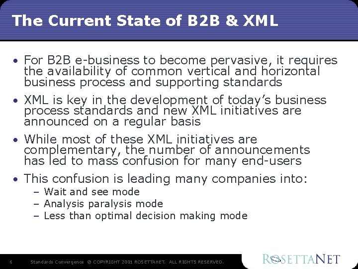 The Current State of B 2 B & XML • For B 2 B The Current State of B 2 B & XML • For B 2 B