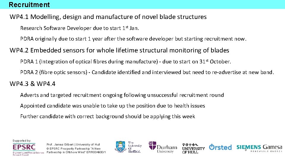 Recruitment WP 4. 1 Modelling, design and manufacture of novel blade structures Research Software