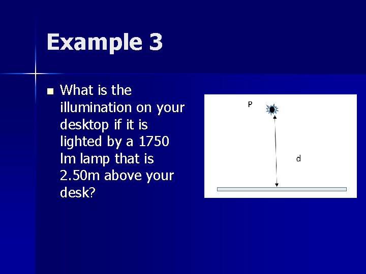 Example 3 n What is the illumination on your desktop if it is lighted