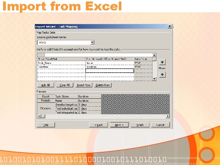 Import from Excel 