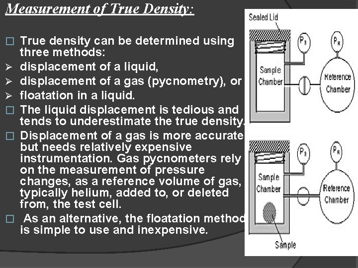 Measurement of True Density: � Ø Ø Ø � � � True density can