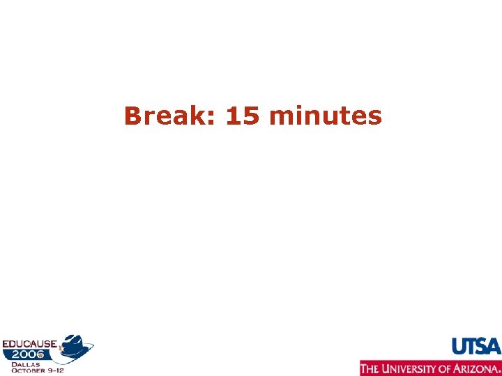 Break: 15 minutes 