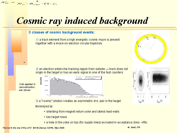 Cosmic ray induced background 3 classes of cosmic background events: 1) a track element Cosmic ray induced background 3 classes of cosmic background events: 1) a track element