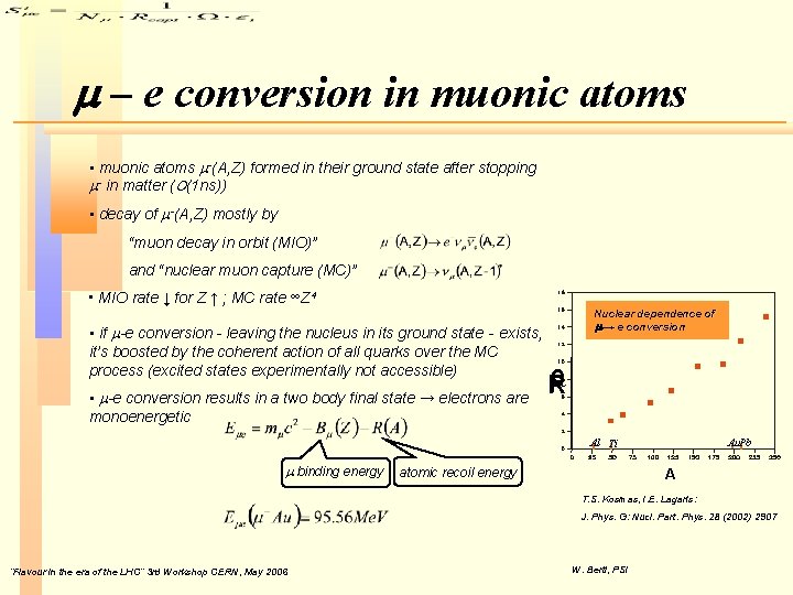 m – e conversion in muonic atoms • muonic atoms m-(A, Z) formed in m – e conversion in muonic atoms • muonic atoms m-(A, Z) formed in