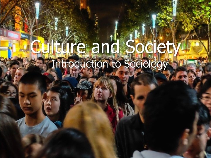 Culture and Society Introduction to Sociology 