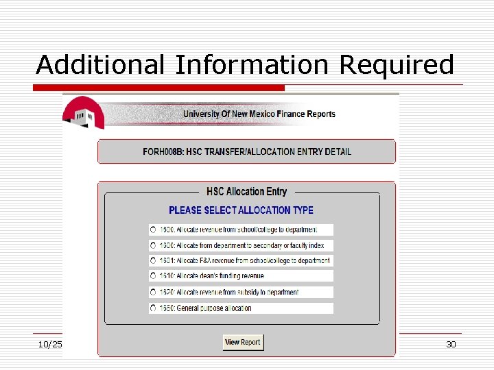 Additional Information Required 10/25/2020 30 