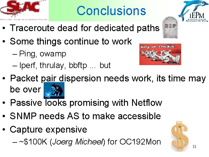 Conclusions • Traceroute dead for dedicated paths • Some things continue to work –
