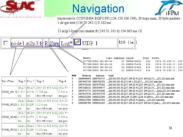 Navigation traceroute to CCSVSN 04. IN 2 P 3. FR (134. 158. 104. 199),